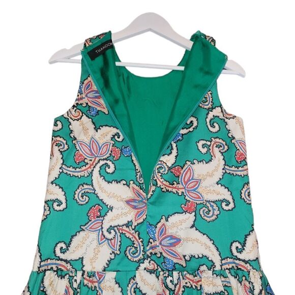 NWOT Thakoon Tiger Lily Mikado Cotton Silk Peplum Sleeveless Top Green Paisley 4 - Picture 7 of 12